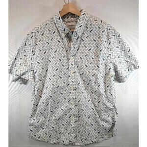 Goodfellow & Co Men's Dino Print Short Sleeve Button Down L, Slim